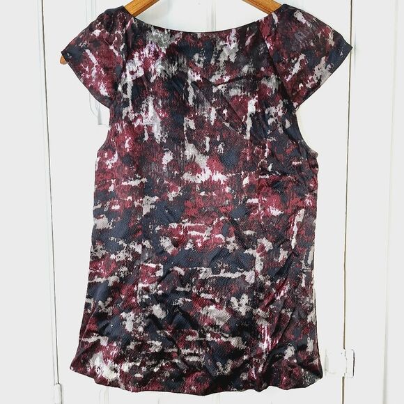 Ann Taylor 100% Silk Floral Cap Sleeve Tank Top Sleeveless Blouse Sz S - Picture 4 of 11